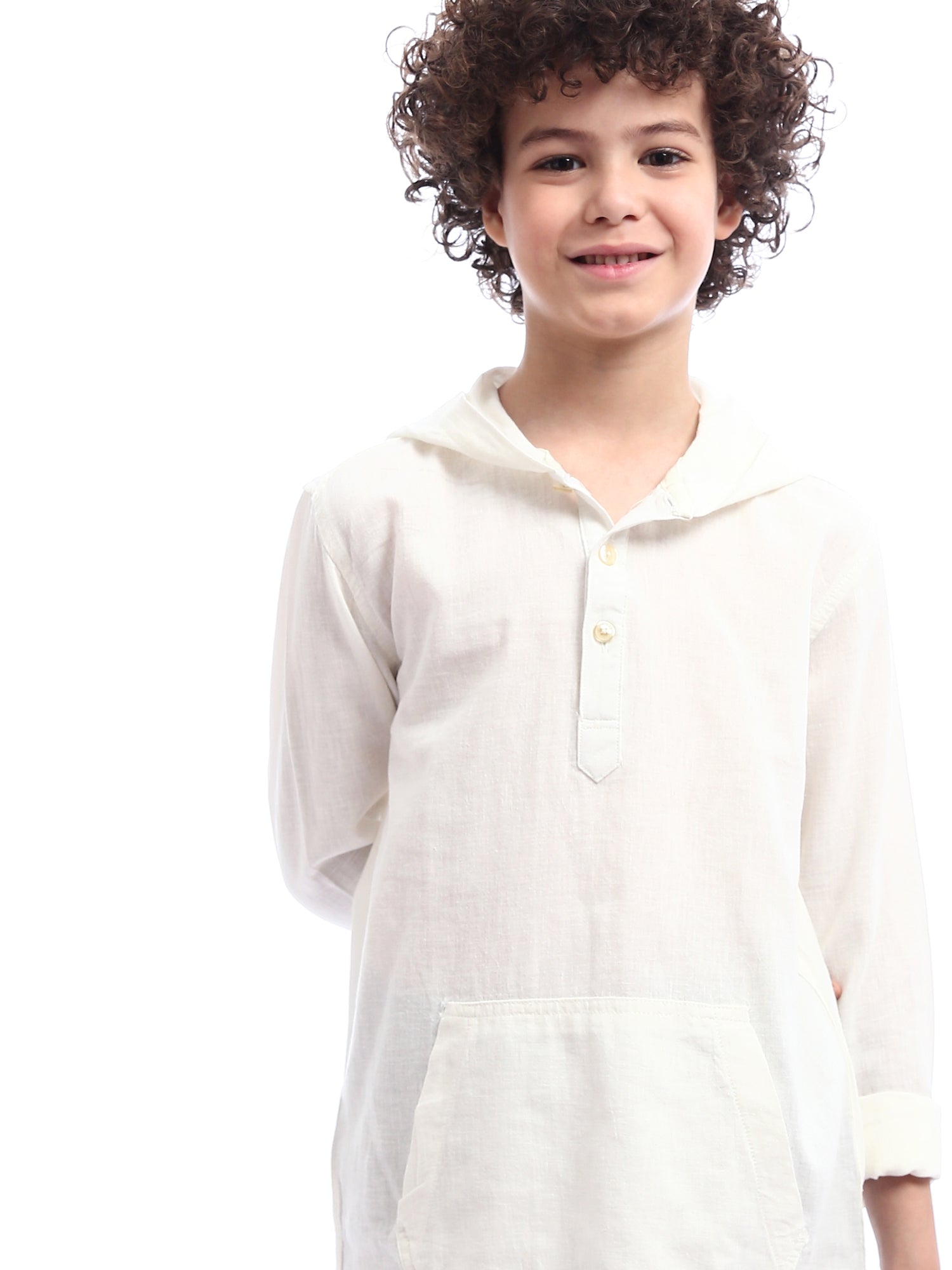 Chemise pour garçon à manches longues au design pratique avec capuche - SHI24SEIH31104TB1
