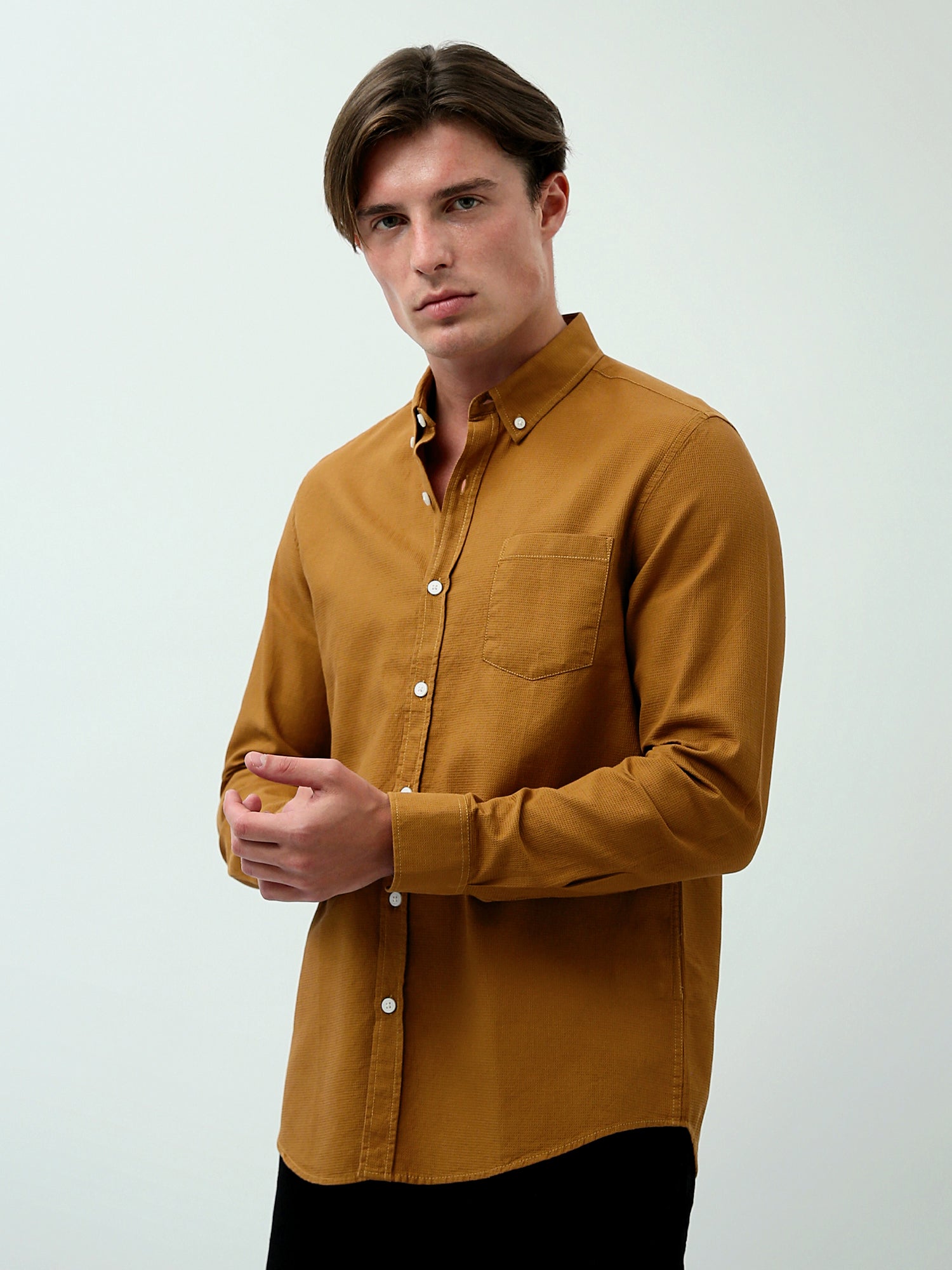 Chemise Homme Regular Fit – Couleurs Havana et Mid Green – SHI24SEPR19474TM1