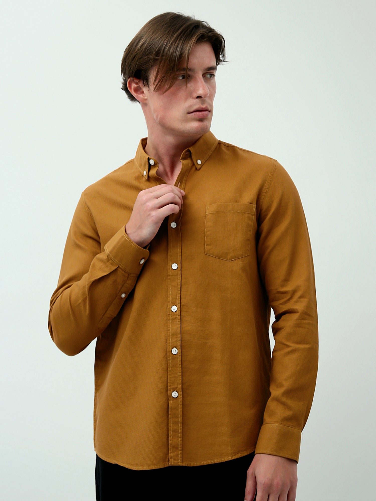 Chemise Homme Regular Fit – Couleurs Havana et Mid Green – SHI24SEPR19474TM1