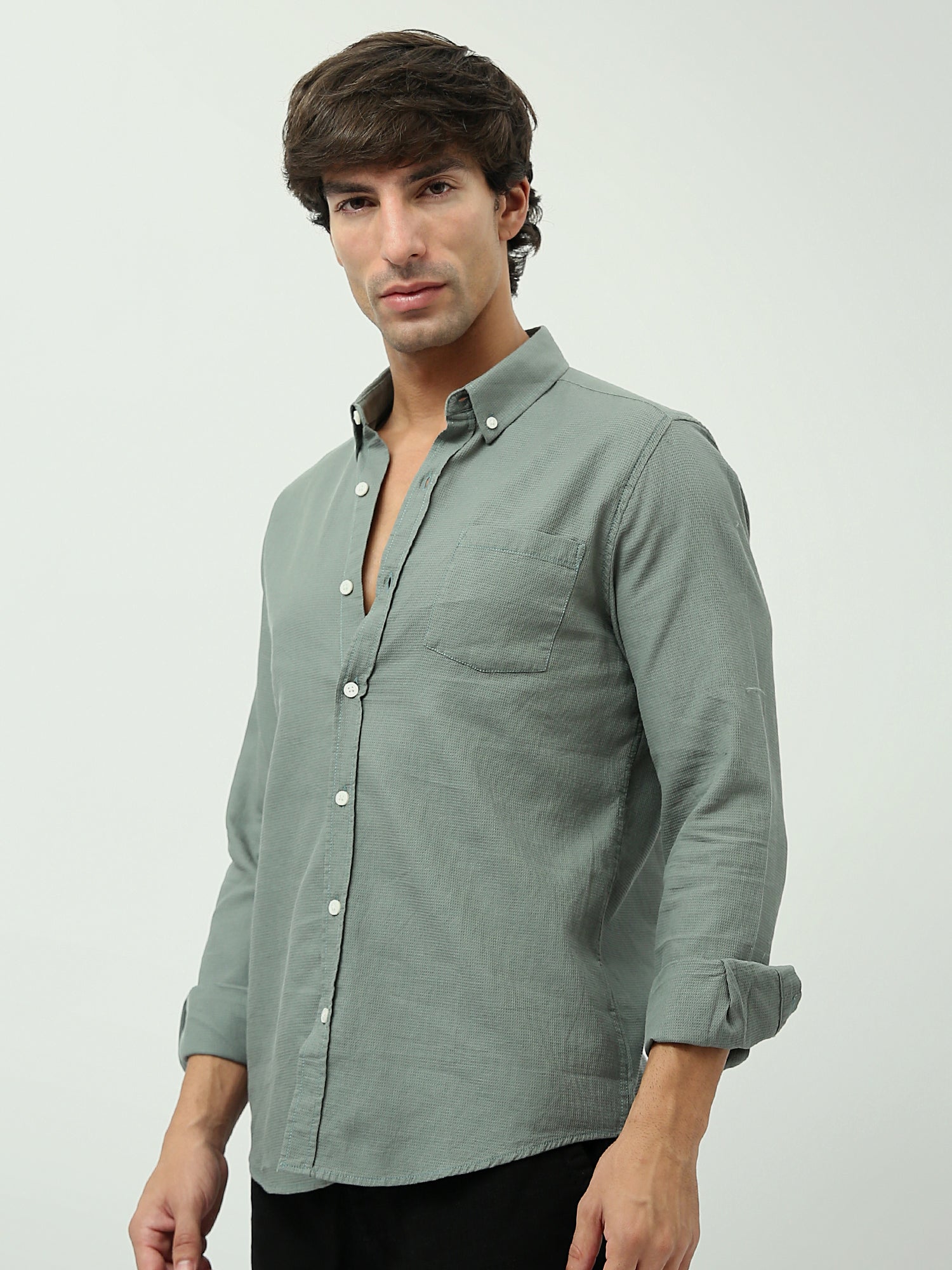 Chemise Homme Regular Fit – Couleurs Havana et Mid Green – SHI24SEPR19474TM1