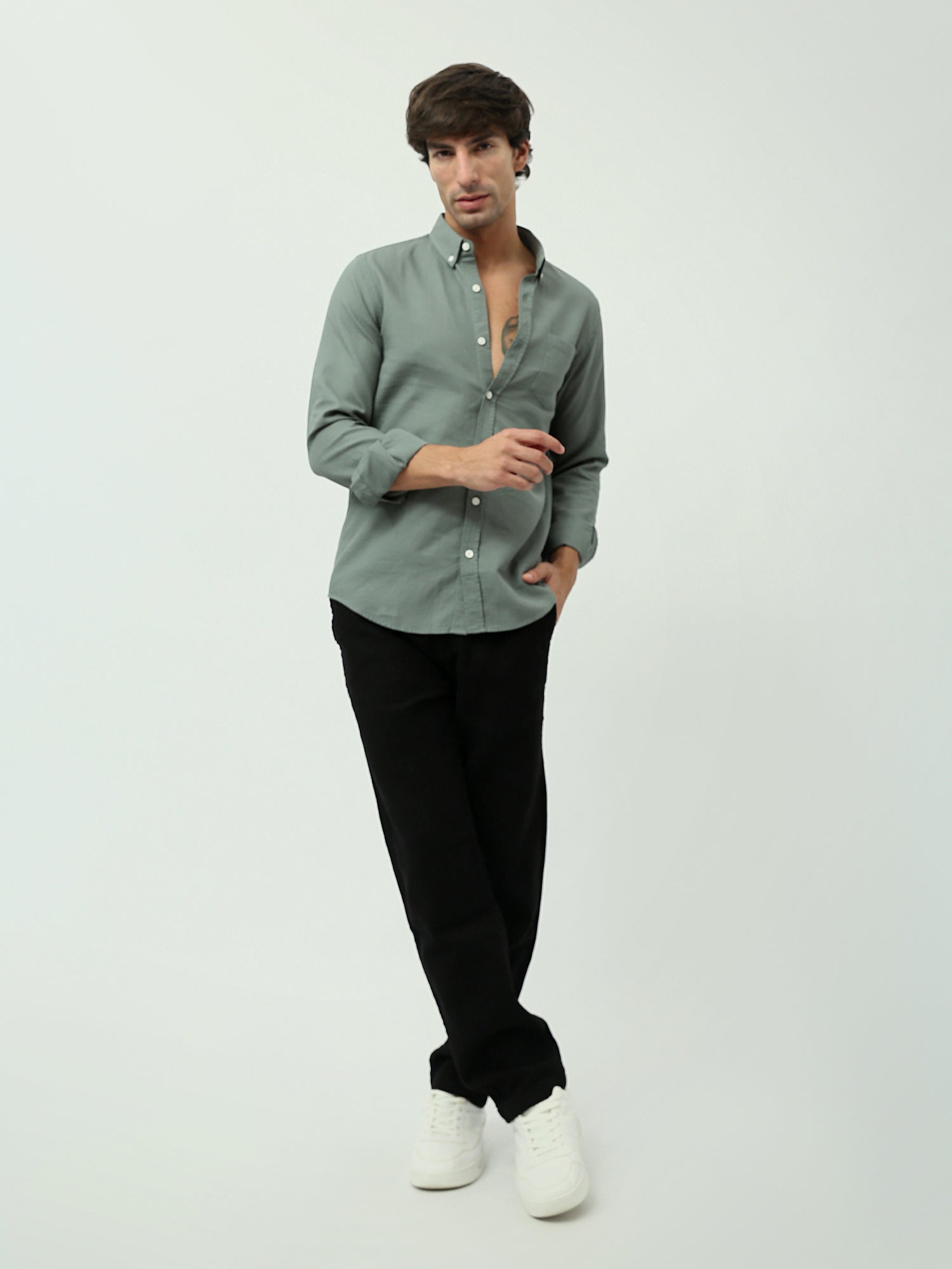 Chemise Homme Regular Fit – Couleurs Havana et Mid Green – SHI24SEPR19474TM1