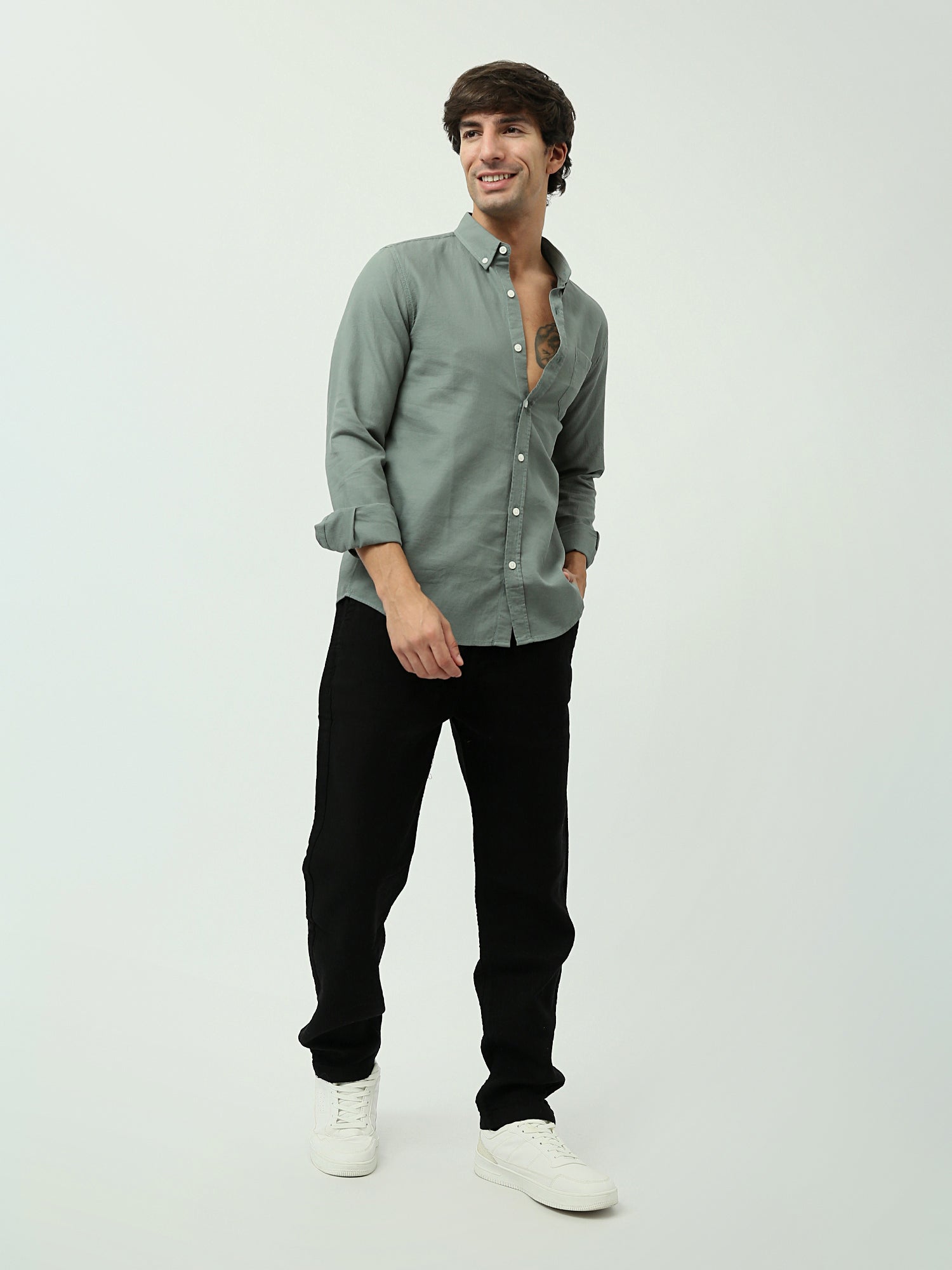 Chemise Homme Regular Fit – Couleurs Havana et Mid Green – SHI24SEPR19474TM1