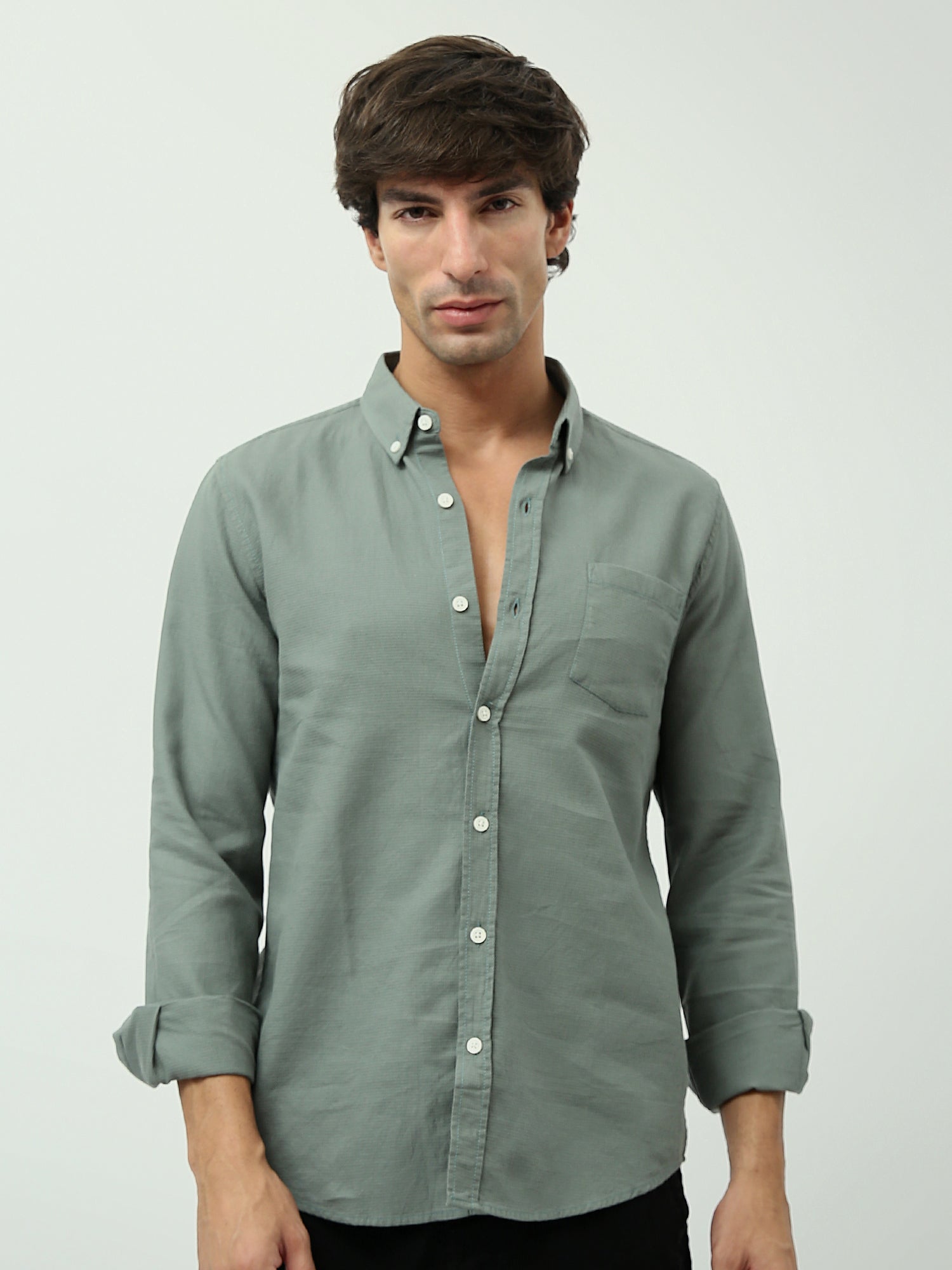Chemise Homme Regular Fit – Couleurs Havana et Mid Green – SHI24SEPR19474TM1
