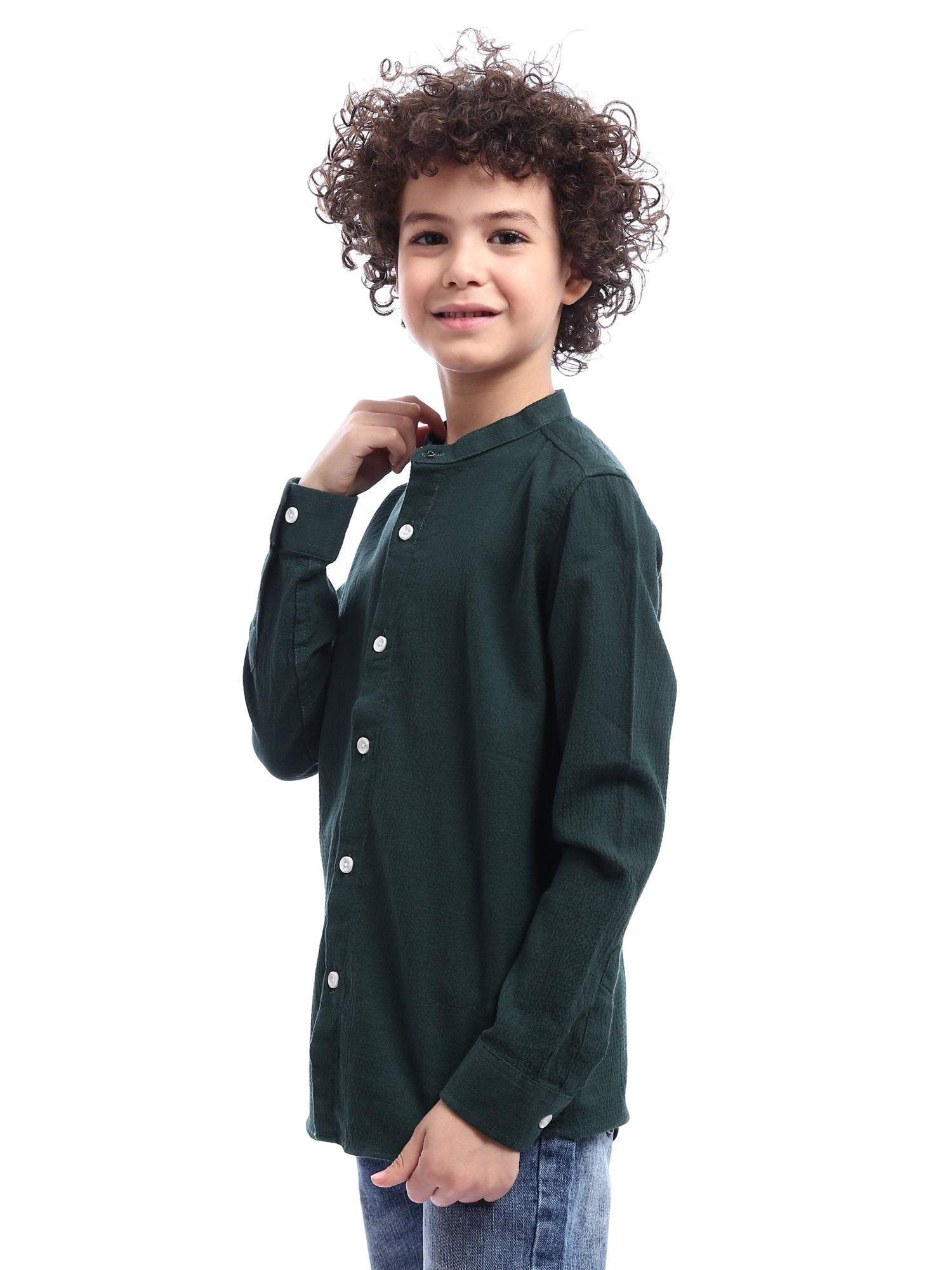 Chemise pour garçon avec col traditionnel et boutons à l'avant - SHI24SEXS19475TB1