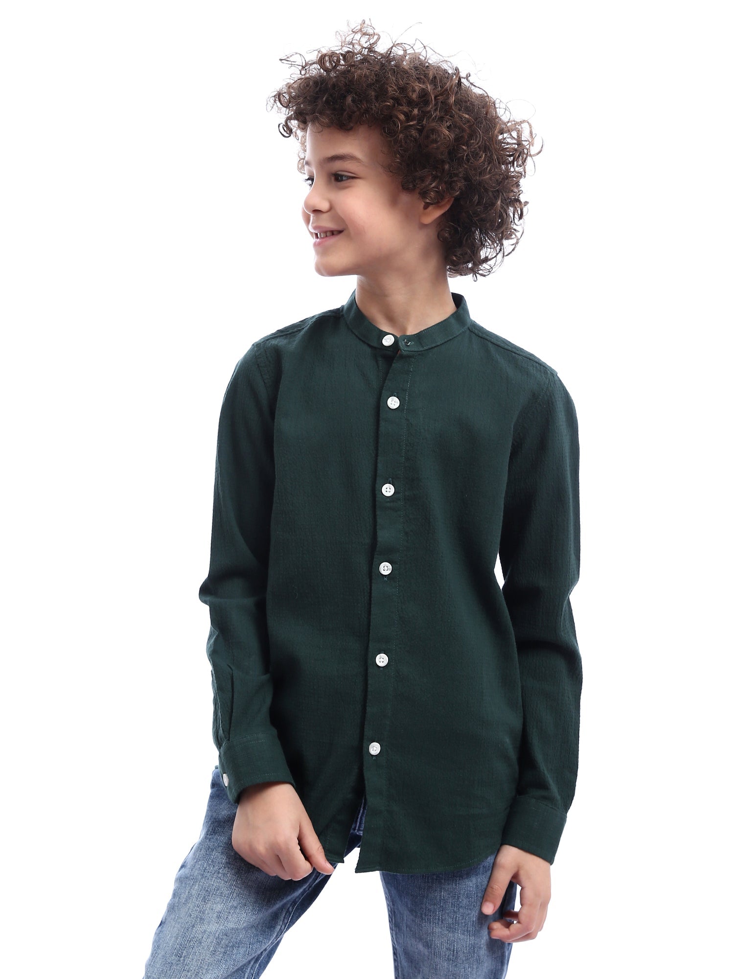 Chemise pour garçon avec col traditionnel et boutons à l'avant - SHI24SEXS19475TB1
