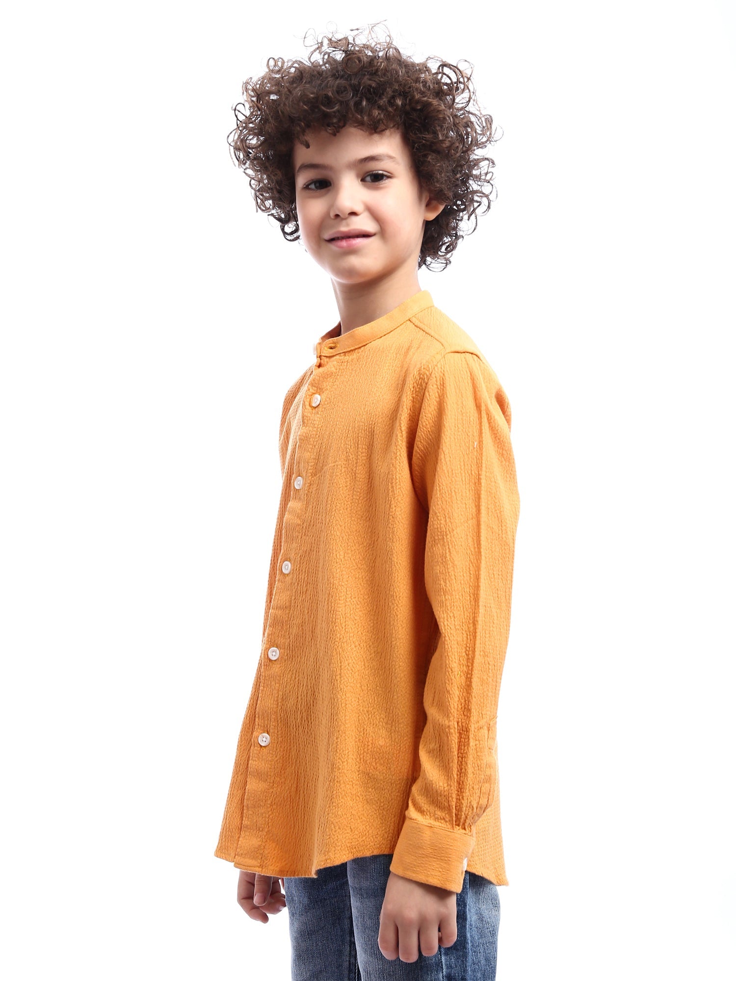 Chemise pour garçon avec col traditionnel et boutons à l'avant - SHI24SEXS19475TB1