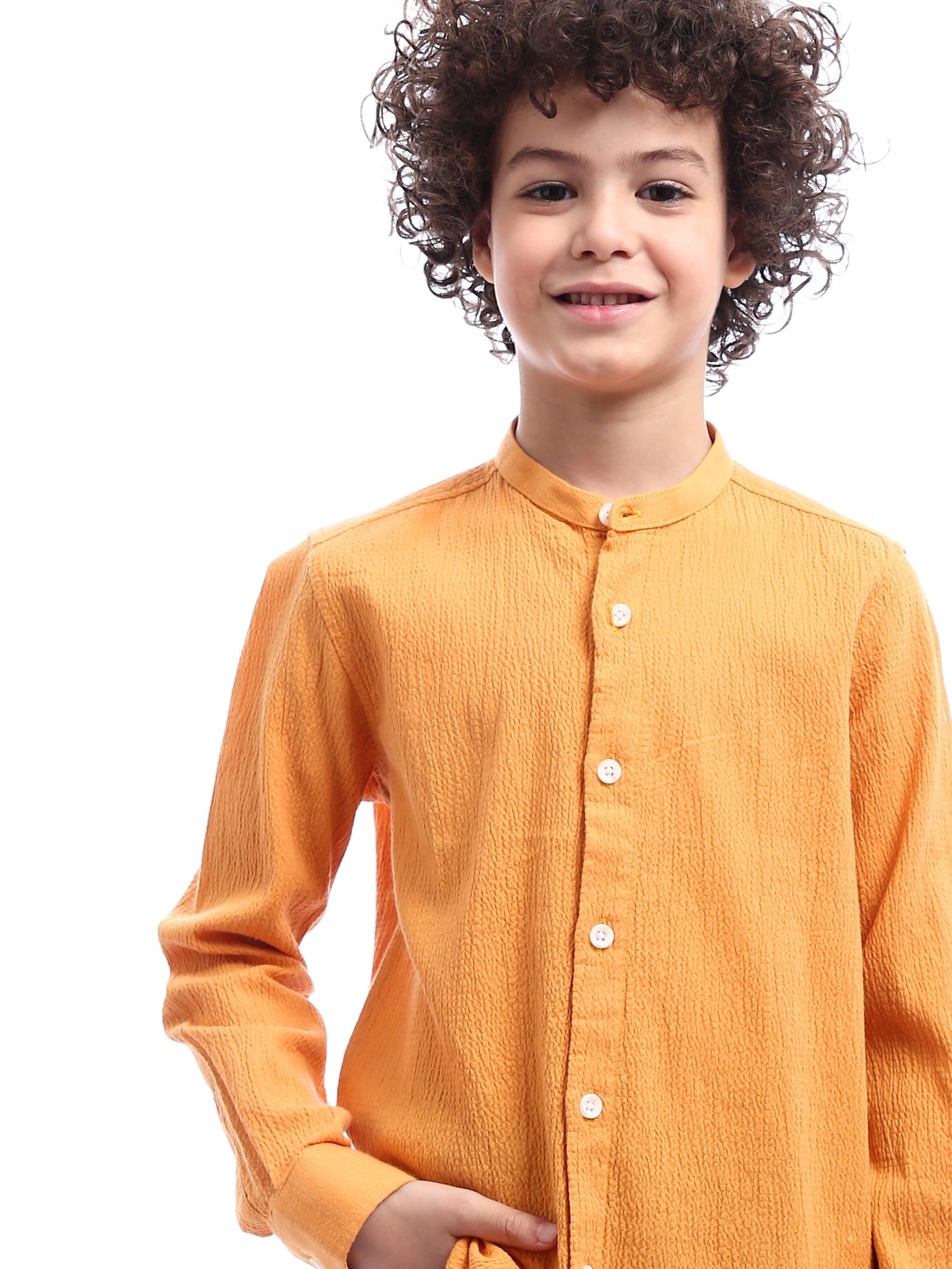 Chemise pour garçon avec col traditionnel et boutons à l'avant - SHI24SEXS19475TB1