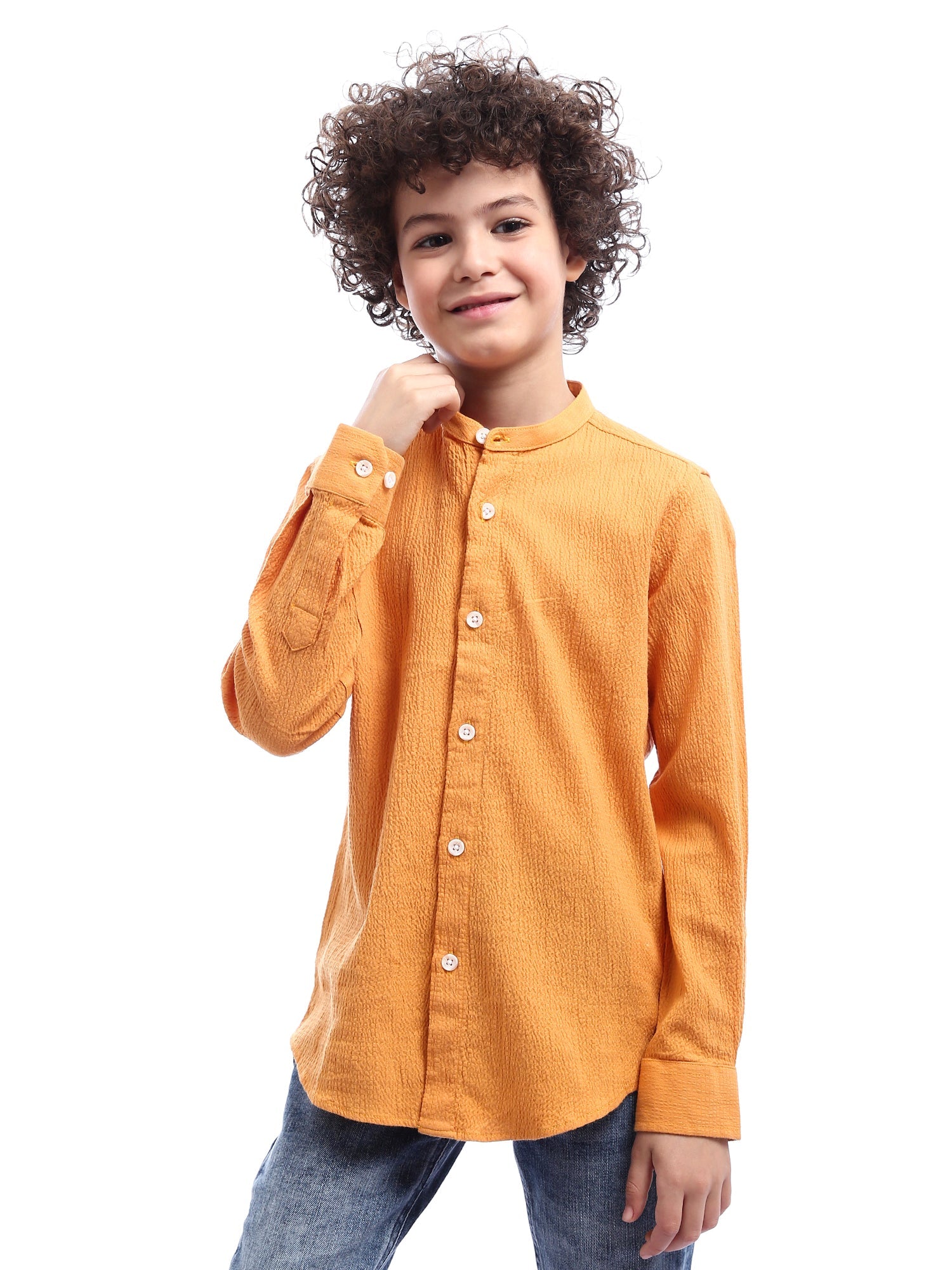 Chemise pour garçon avec col traditionnel et boutons à l'avant - SHI24SEXS19475TB1