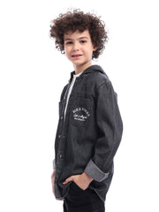 Chemise en jean pour garçon avec capuche et impression élégante - SHI24SMDH31142TB1