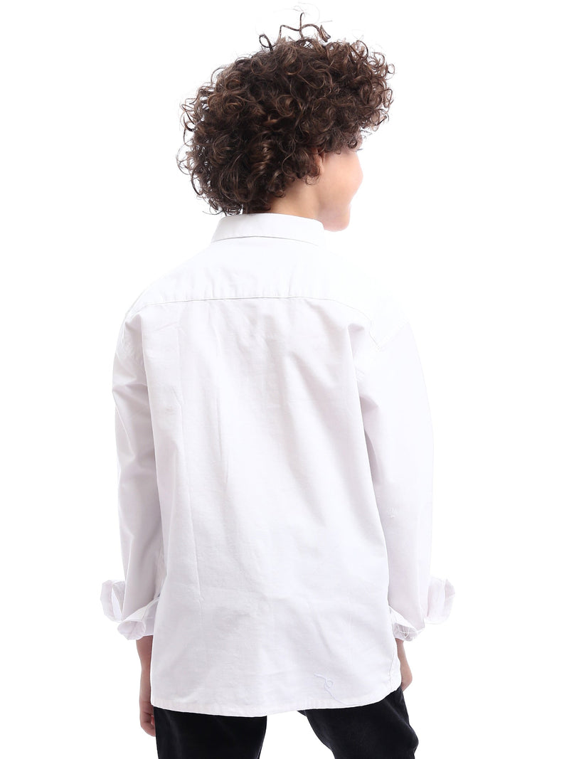 Chemise pour garçon blanche avec des boutons et une poche - SHI24SPOR31139TB1