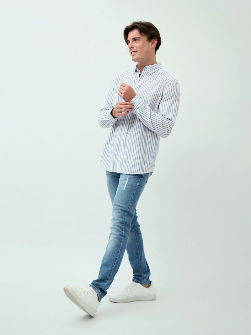 Chemise homme à manches longues à rayures et au design élégant – SHI24SSIR17479TM1