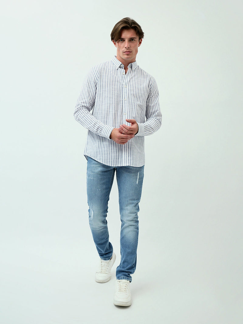 Chemise homme à manches longues à rayures et au design élégant – SHI24SSIR17479TM1