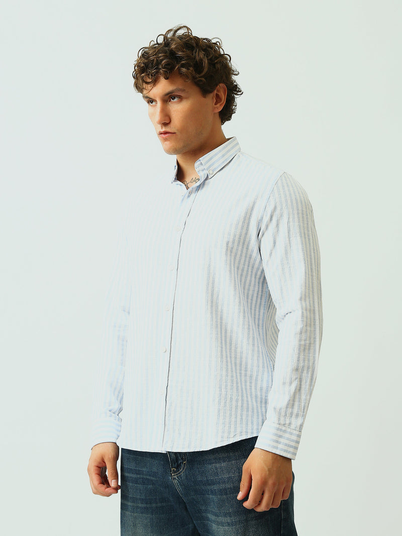 Chemise à rayures bleues et blanches homme – Coupe moderne et élégante - SHI24SSIR17481TM1