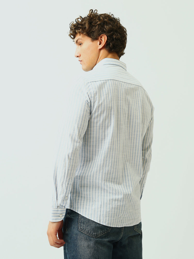 Chemise à rayures bleues et blanches homme – Coupe moderne et élégante - SHI24SSIR17481TM1