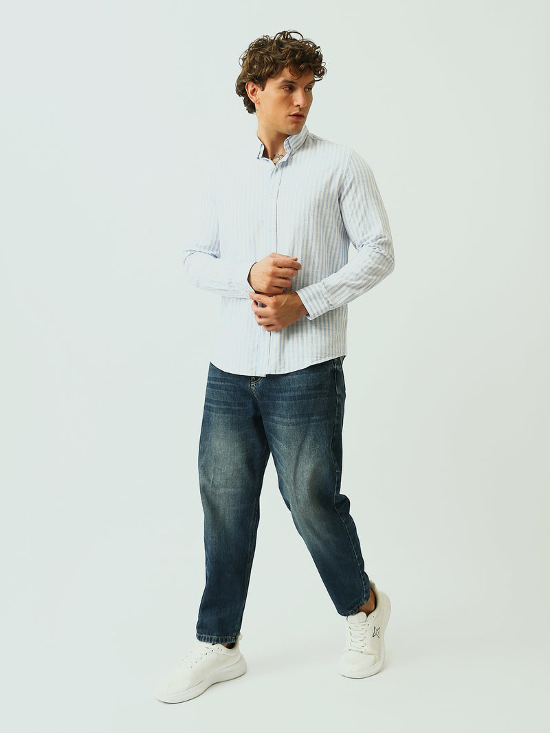 Chemise à rayures bleues et blanches homme – Coupe moderne et élégante - SHI24SSIR17481TM1