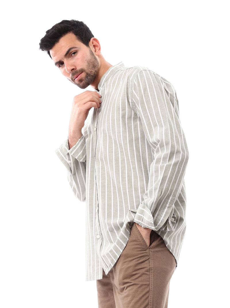 Chemise pour homme à rayures avec manches longues - SHI24SSIS19428TM1