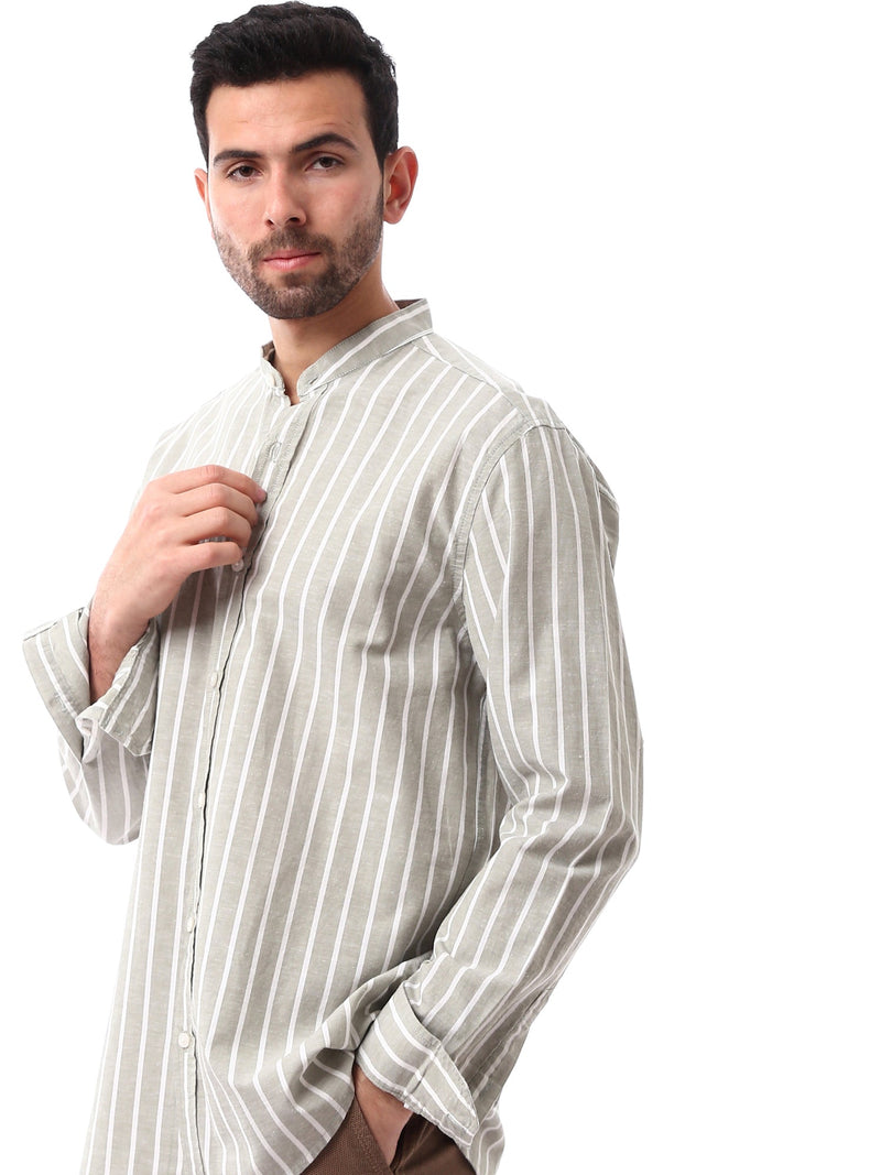 Chemise pour homme à rayures avec manches longues - SHI24SSIS19428TM1