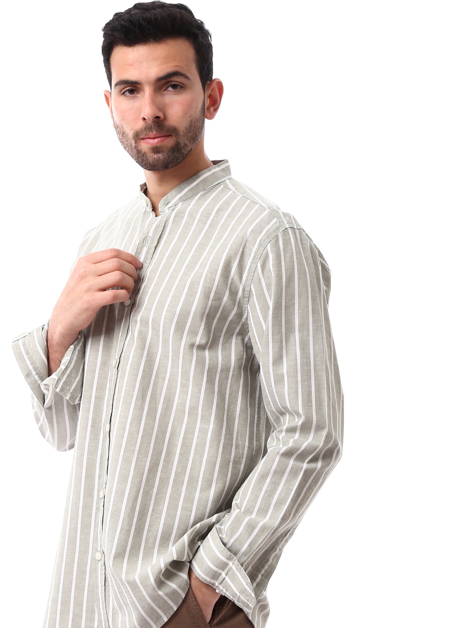 Chemise pour homme à rayures avec manches longues - SHI24SSIS19428TM1