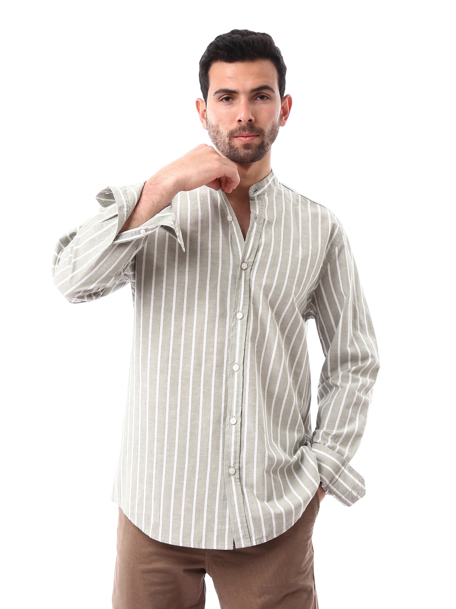 Chemise pour homme à rayures avec manches longues - SHI24SSIS19428TM1