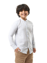 <tc>Chemise pour garçons en blanc à rayures avec boutons - SHI24SSIS31100TB1</tc>