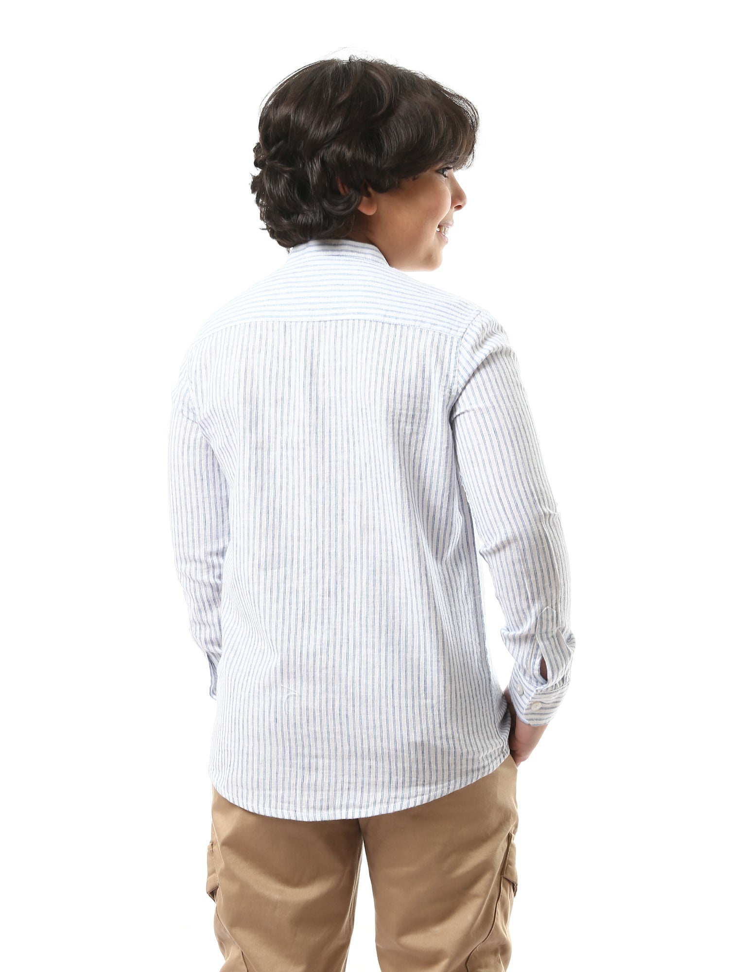 Chemise garçon blanche à rayures avec boutons – SHI24SSIS31100TB1