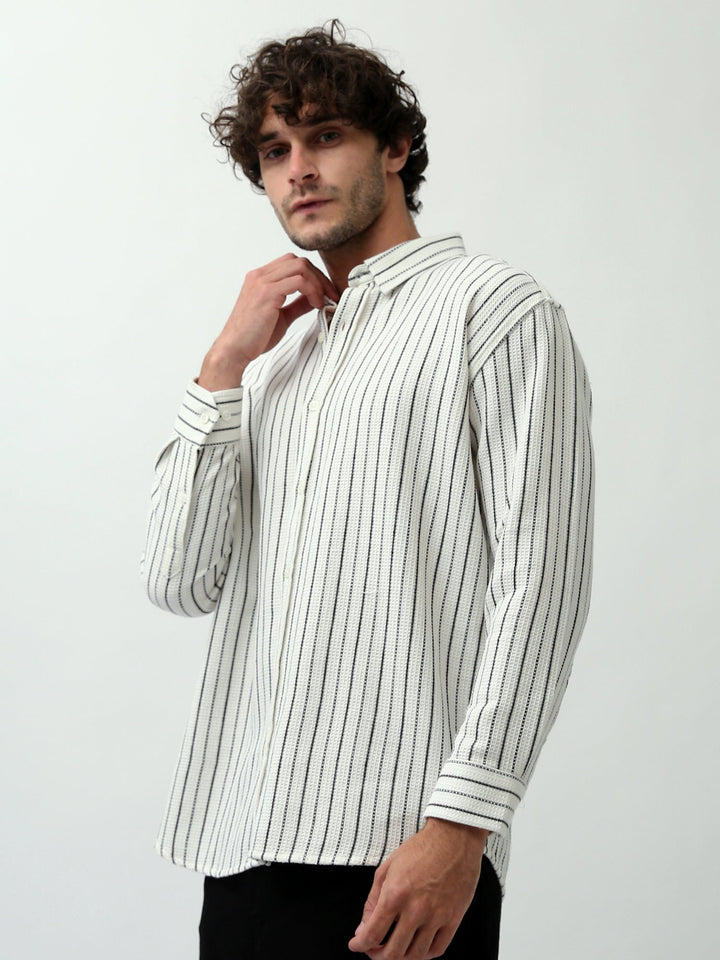 Chemise Homme à Rayures Verticales et Manches Longues - SHI24SSPR19470TM1