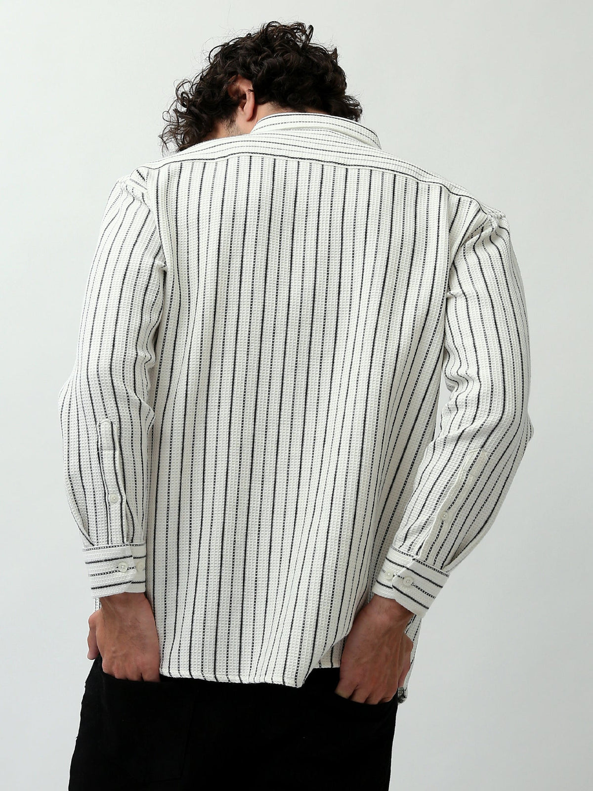 Chemise Homme à Rayures Verticales et Manches Longues - SHI24SSPR19470TM1