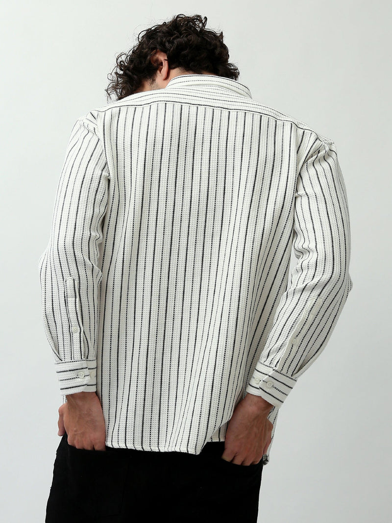 Chemise Homme à Rayures Verticales et Manches Longues - SHI24SSPR19470TM1