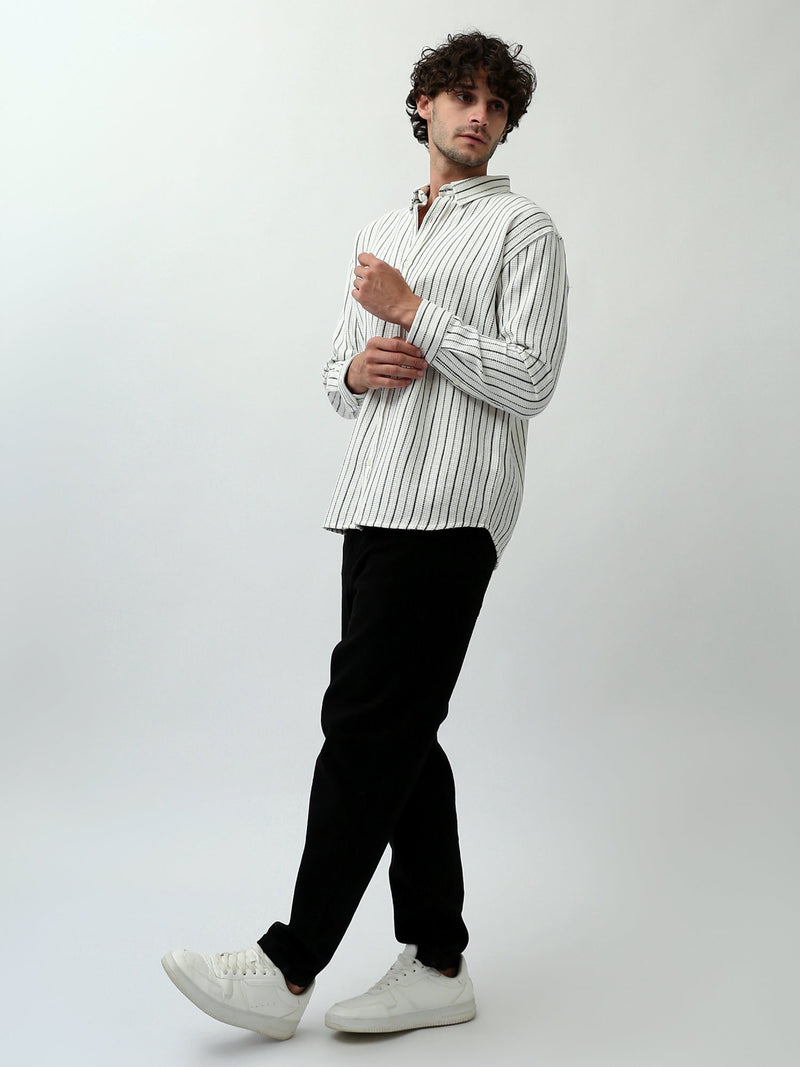 Chemise Homme à Rayures Verticales et Manches Longues - SHI24SSPR19470TM1