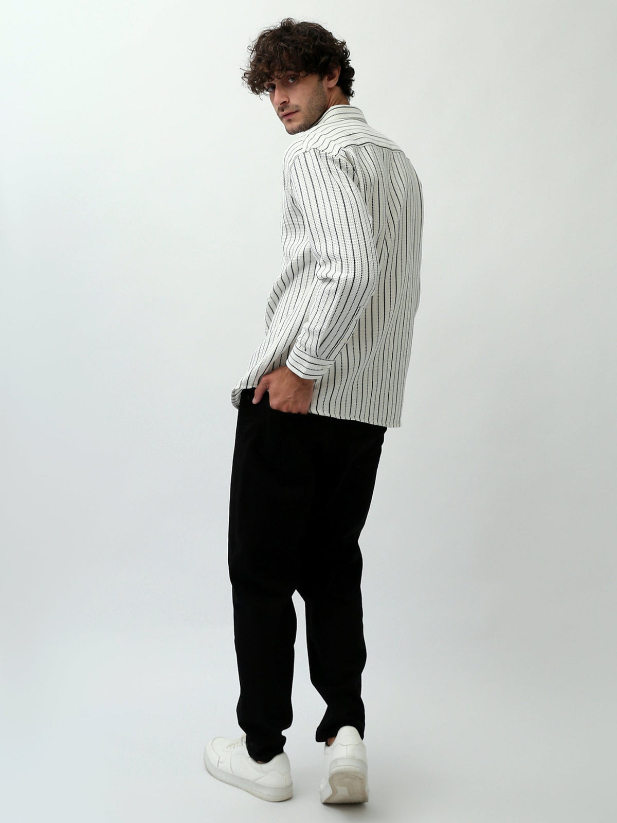 Chemise Homme à Rayures Verticales et Manches Longues - SHI24SSPR19470TM1