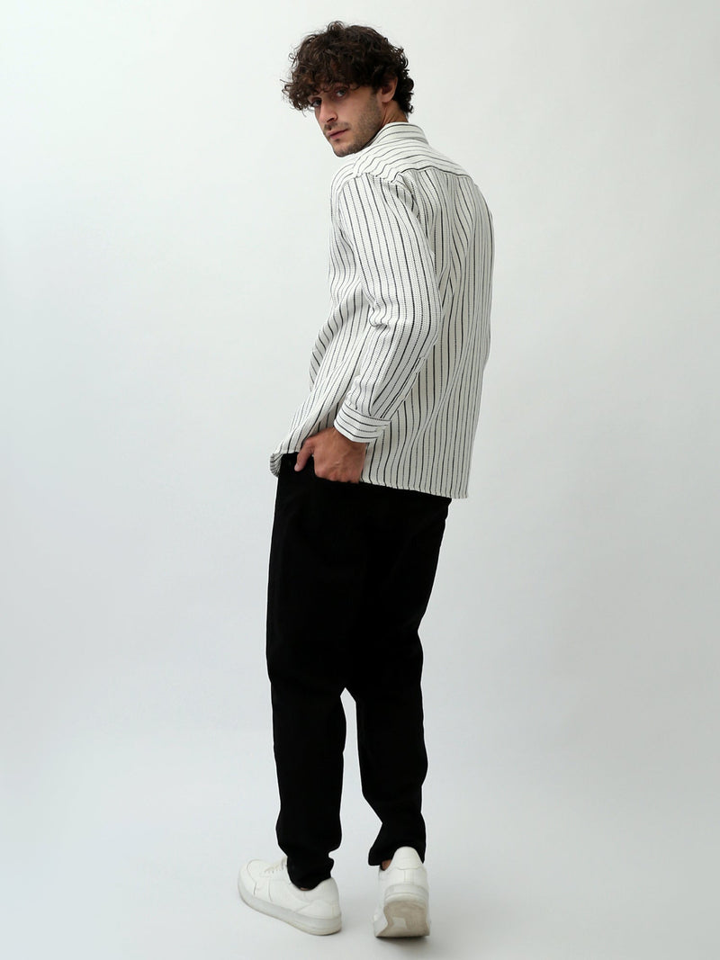 Chemise Homme à Rayures Verticales et Manches Longues - SHI24SSPR19470TM1