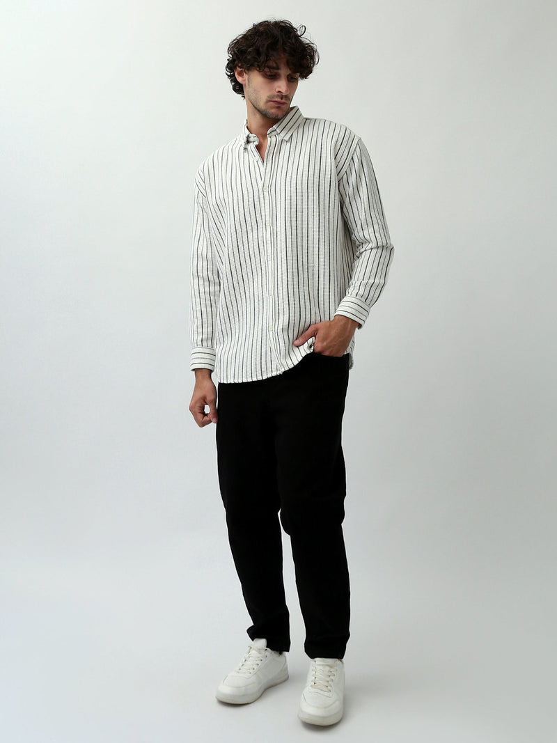Chemise Homme à Rayures Verticales et Manches Longues - SHI24SSPR19470TM1