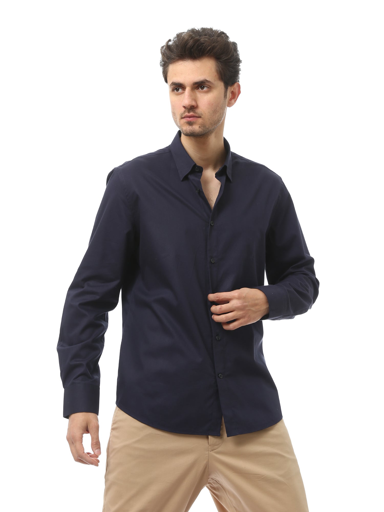 Chemise homme à manches longues et boutons - Couleur bleu marine élégante - SHI24STCR17423TM1