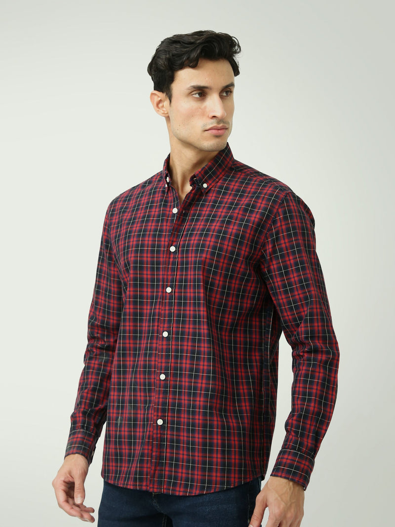 Chemise Homme à Carreaux Manches Longues et Col Boutonné - SHI25ACCR19863TM1
