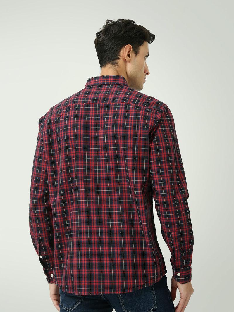 Chemise Homme à Carreaux Manches Longues et Col Boutonné - SHI25ACCR19863TM1