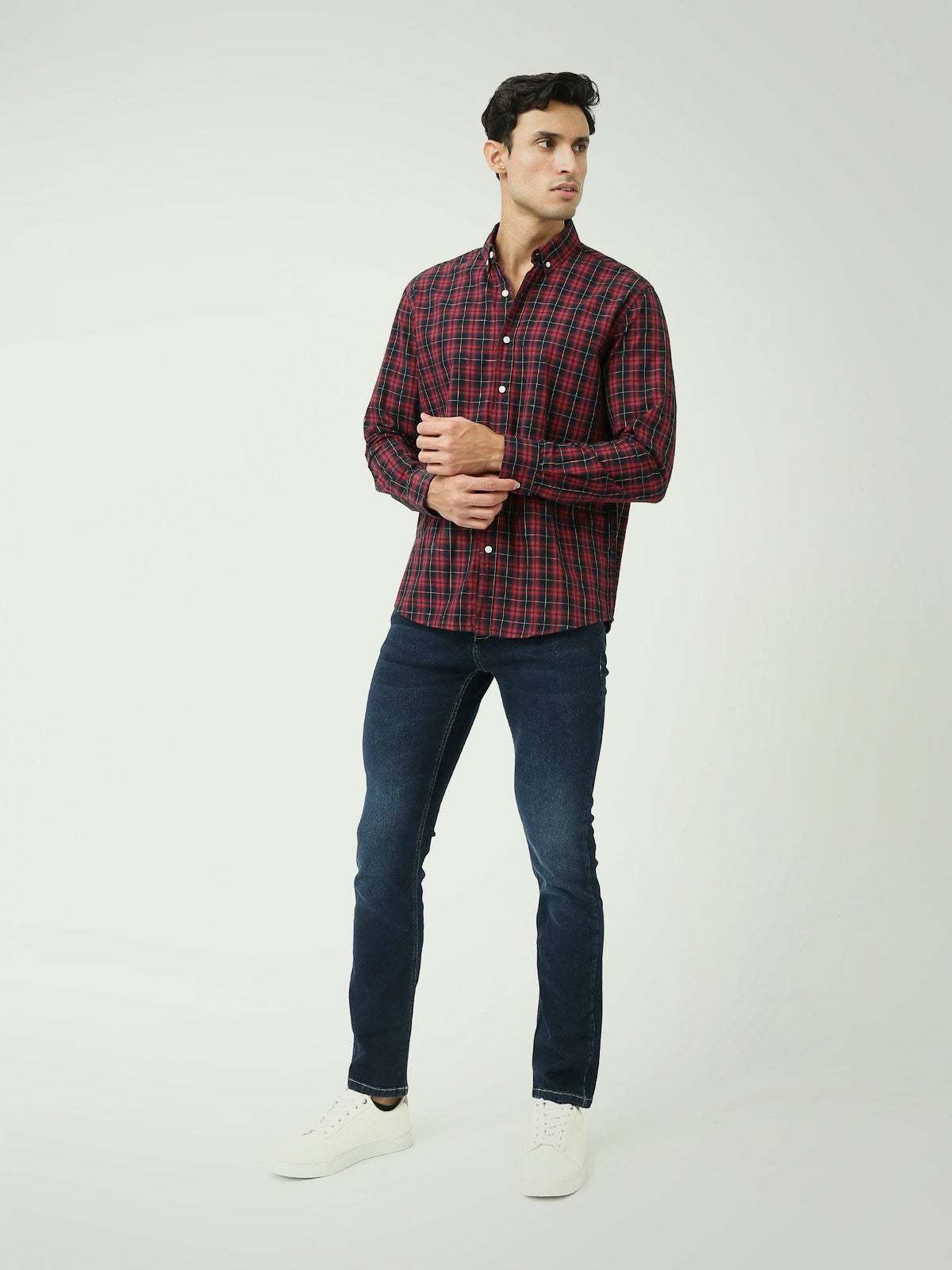 Chemise Homme à Carreaux Manches Longues et Col Boutonné - SHI25ACCR19863TM1