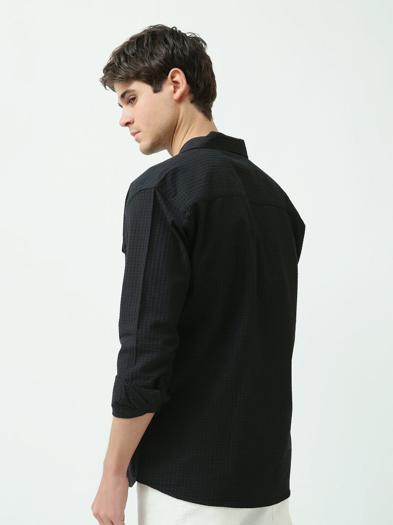 Chemise Homme Texturée à Manches Longues avec Poches Poitrine - SHI25SECR19540TM1