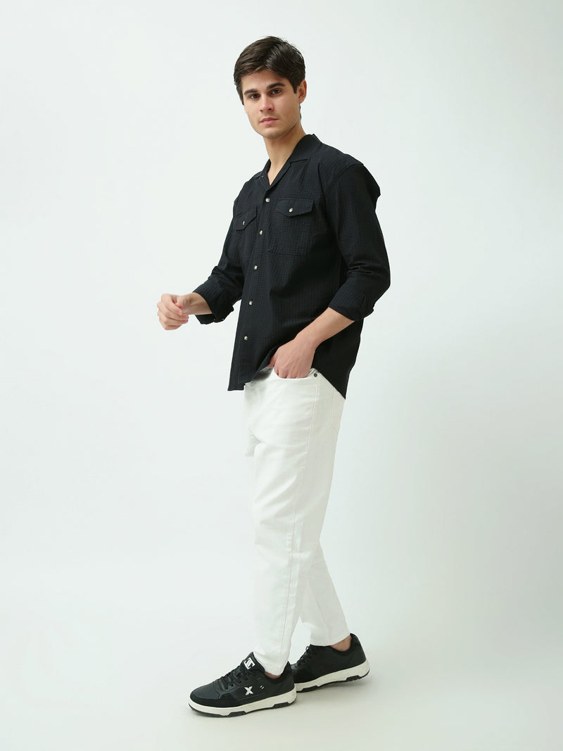 Chemise Homme Texturée à Manches Longues avec Poches Poitrine - SHI25SECR19540TM1