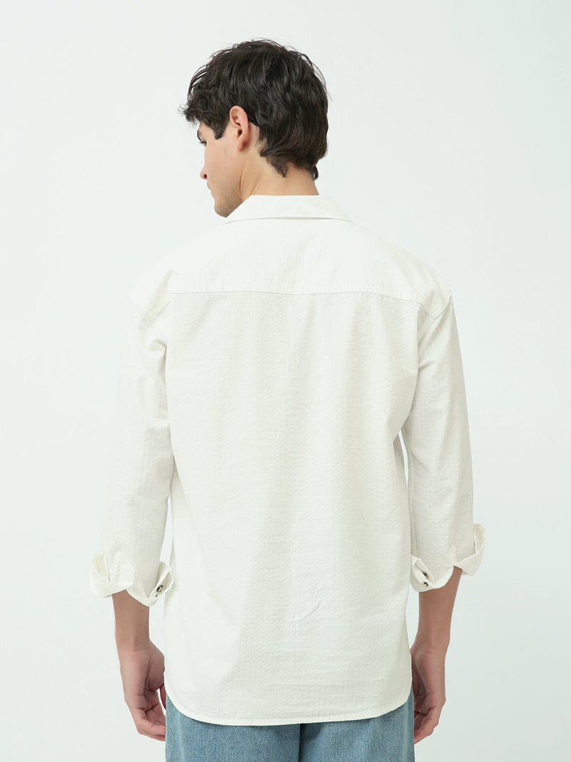 Chemise Homme Texturée à Manches Longues avec Poches Poitrine - SHI25SECR19540TM1