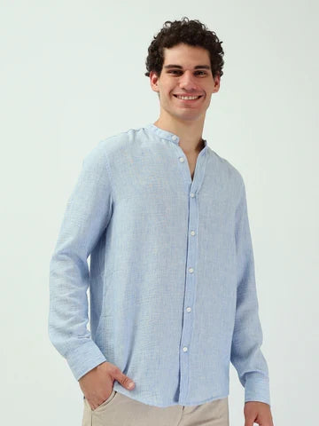 Chemise Homme à Manches Longues et Col Mao - SHI25SEIS16037TM1