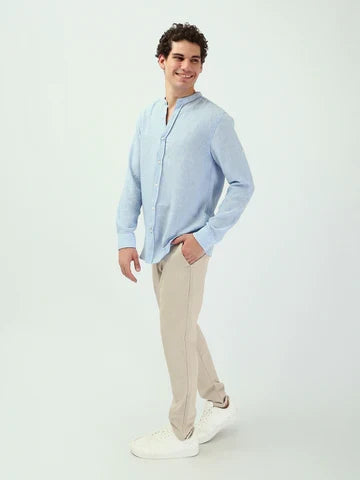 Chemise Homme à Manches Longues et Col Mao - SHI25SEIS16037TM1