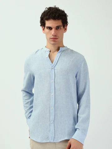 Chemise Homme à Manches Longues et Col Mao - SHI25SEIS16037TM1