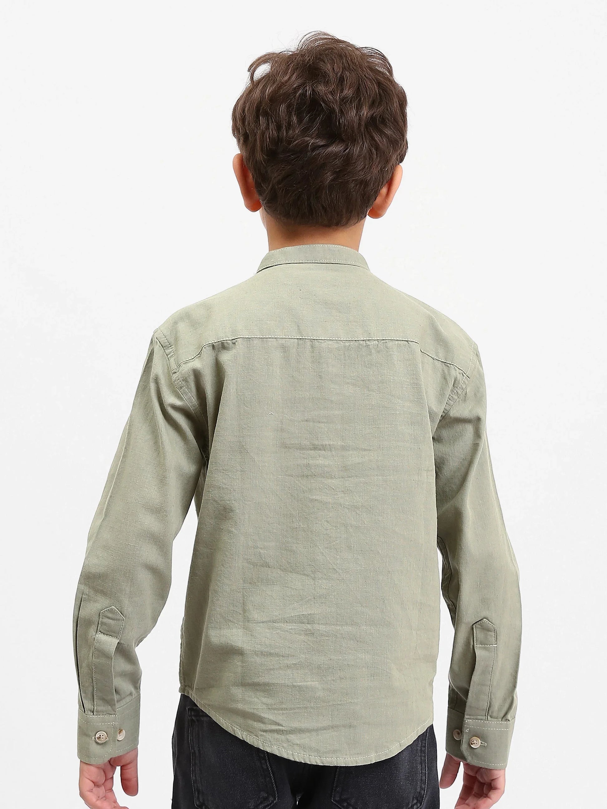 Chemise garçon manches longues – col mao, poche poitrine - SHI25SEIS76461MB1 - Justyol