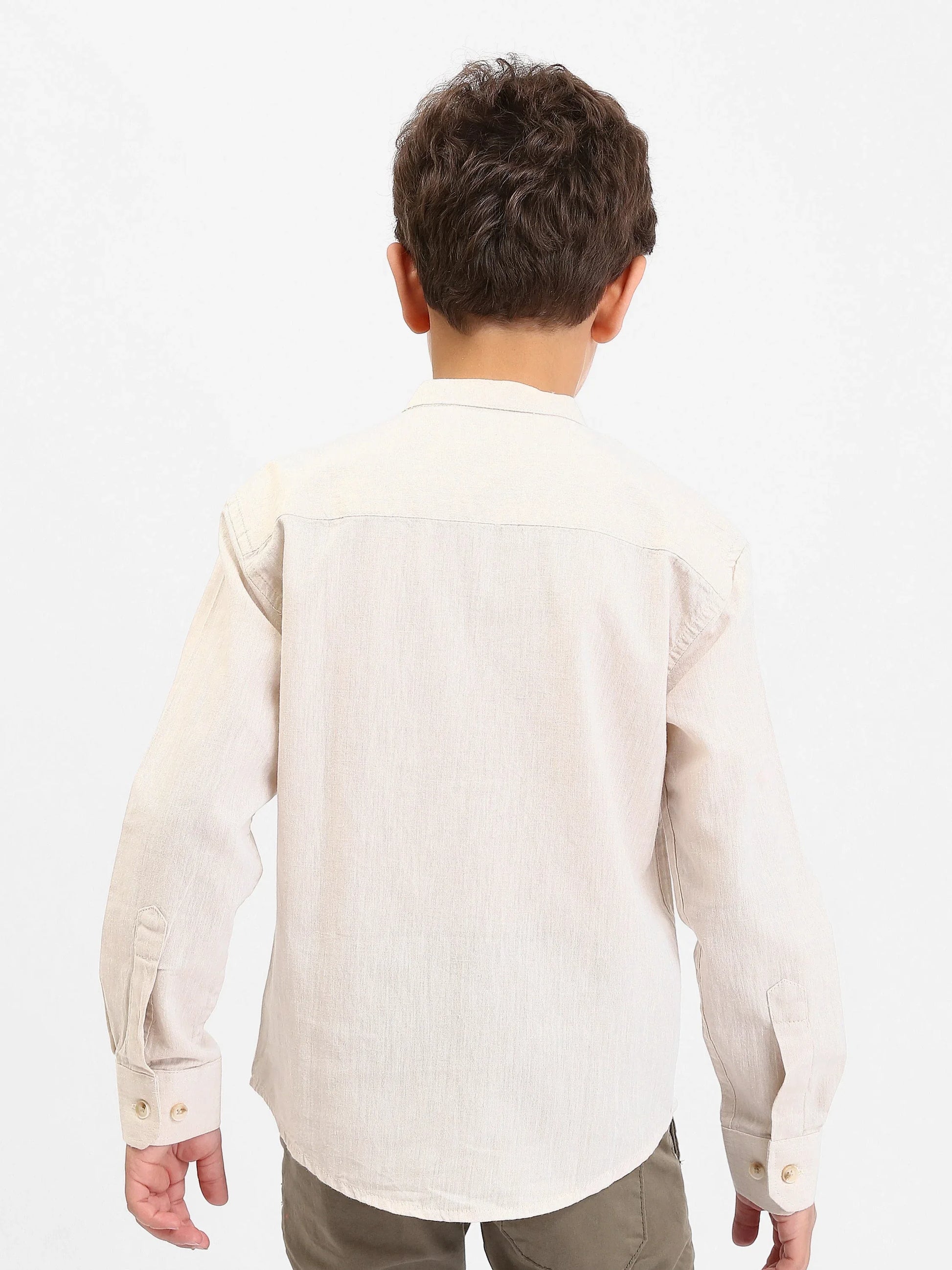 Chemise garçon manches longues – col mao, poche poitrine - SHI25SEIS76461MB1 - Justyol