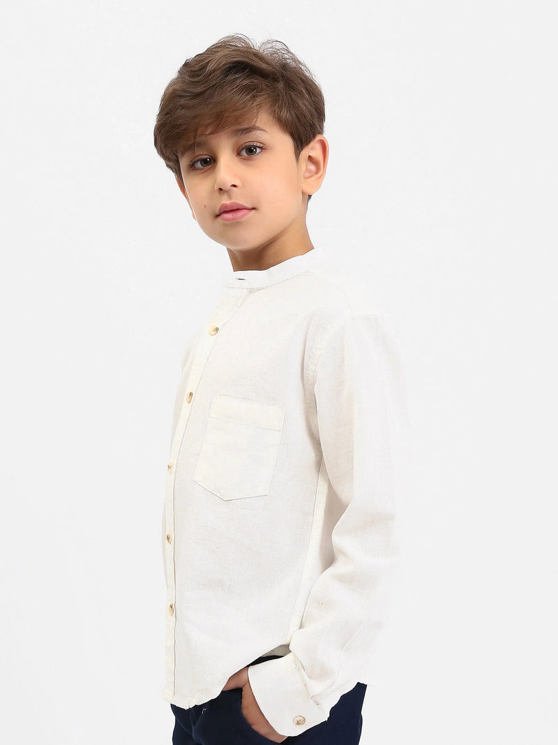 Chemise garçon manches longues – col mao, poche poitrine - SHI25SEIS76461MB1