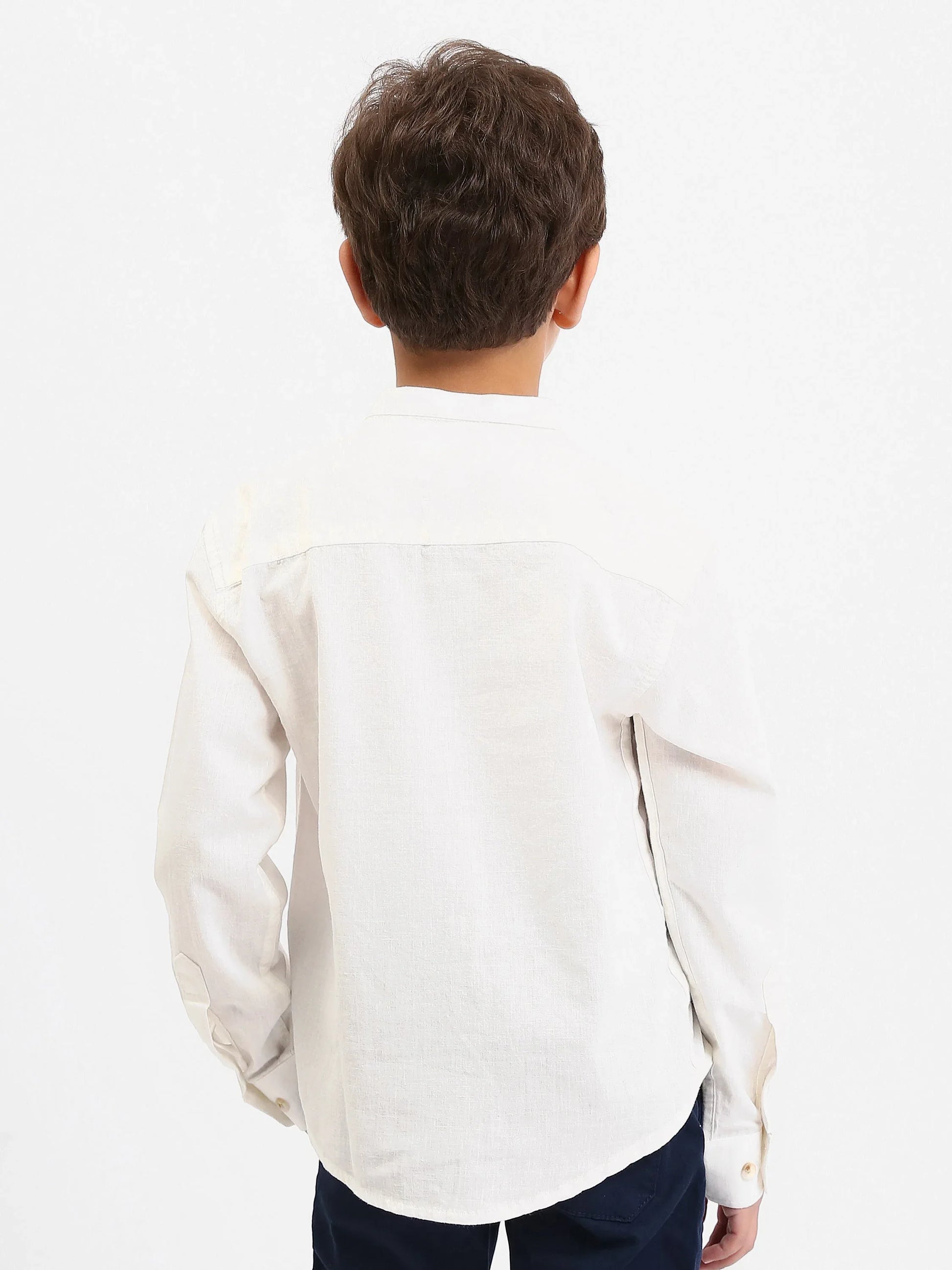 Chemise garçon manches longues – col mao, poche poitrine - SHI25SEIS76461MB1 - Justyol