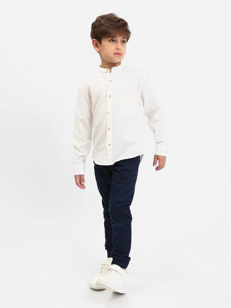 Chemise garçon manches longues – col mao, poche poitrine - SHI25SEIS76461MB1