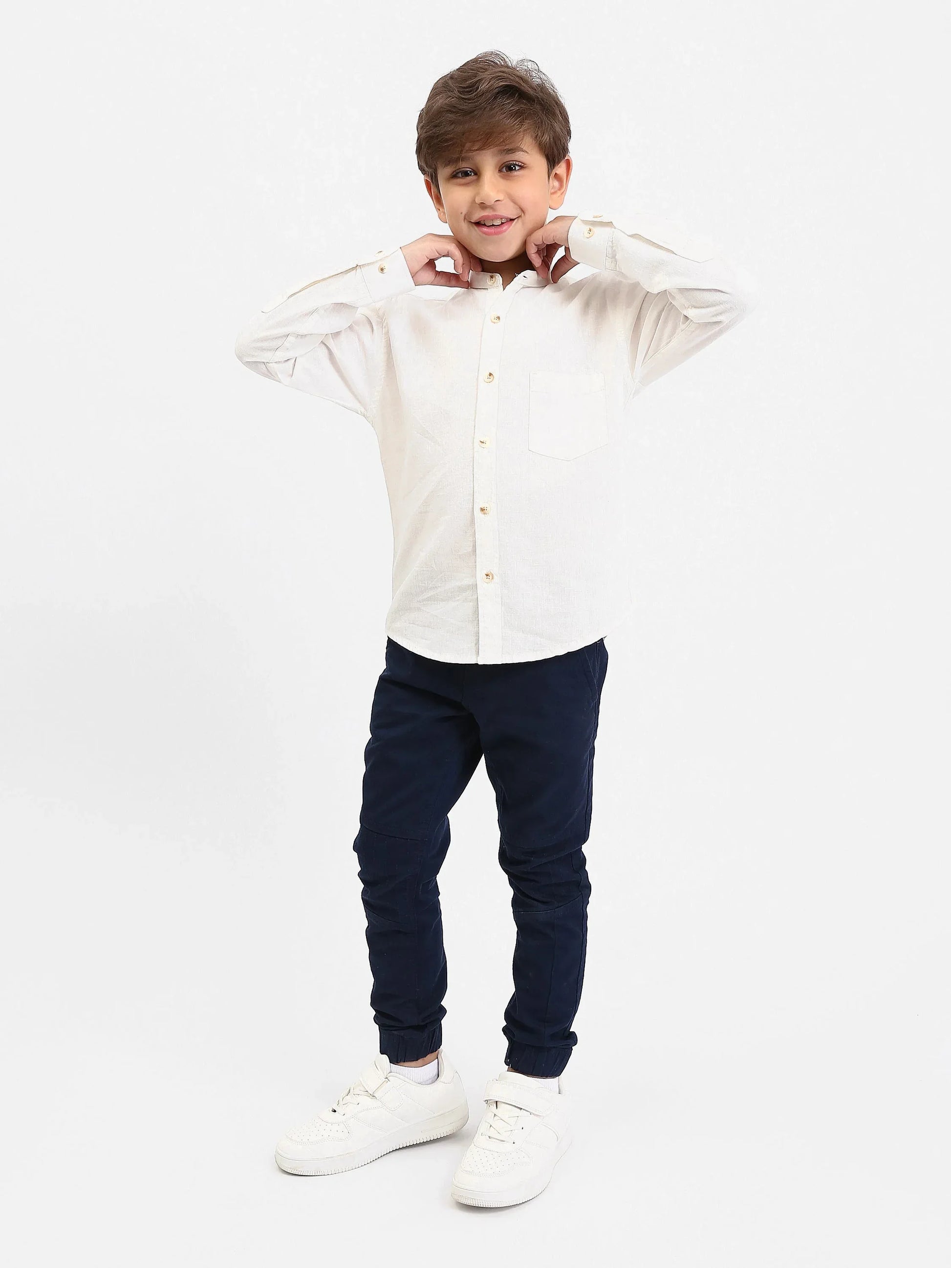 Chemise garçon manches longues – col mao, poche poitrine - SHI25SEIS76461MB1 - Justyol