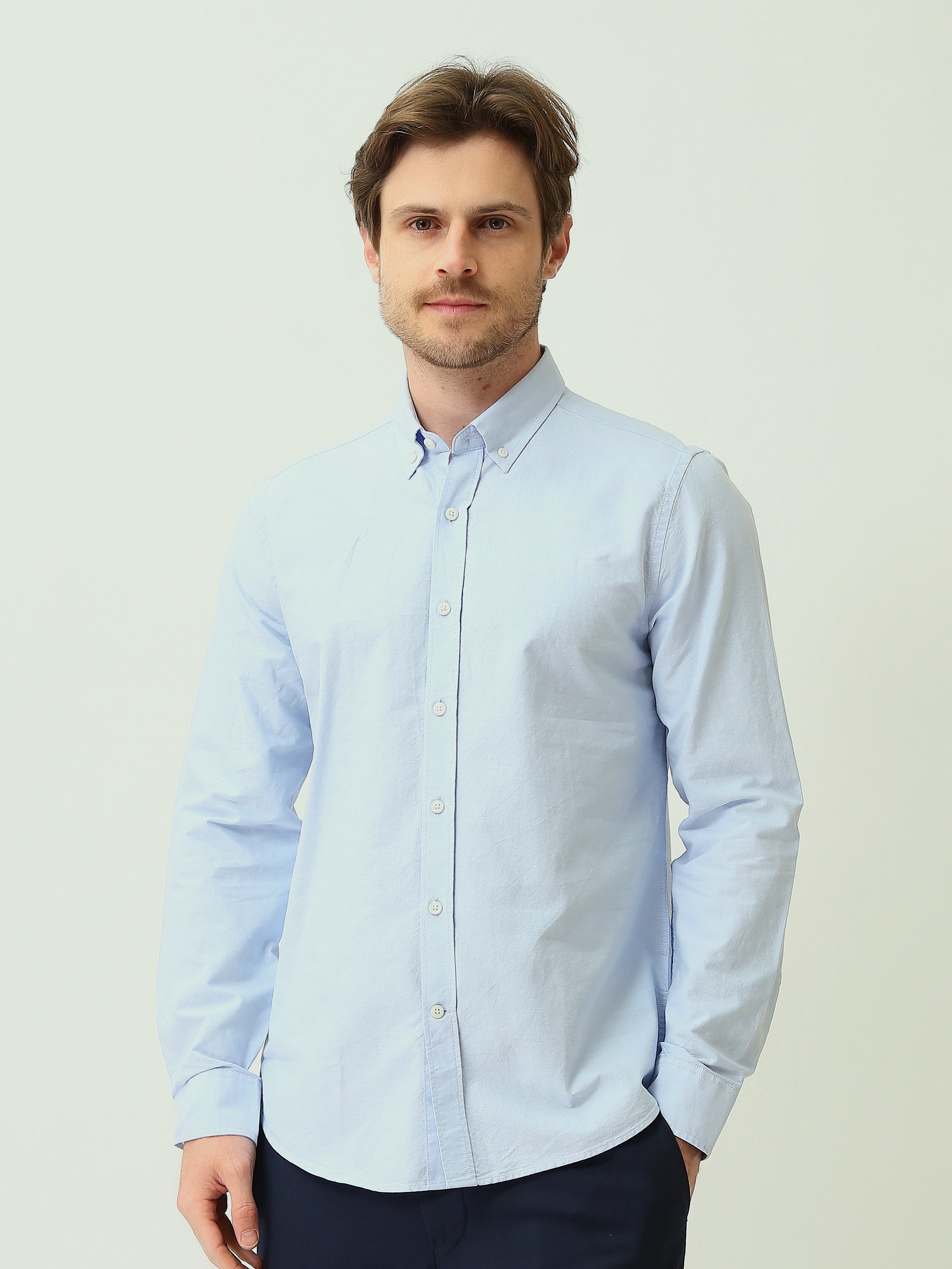 Chemise Homme à Col Boutonné et Manches Longues – Style Casual Chic - SHI25SEOR16950TM1