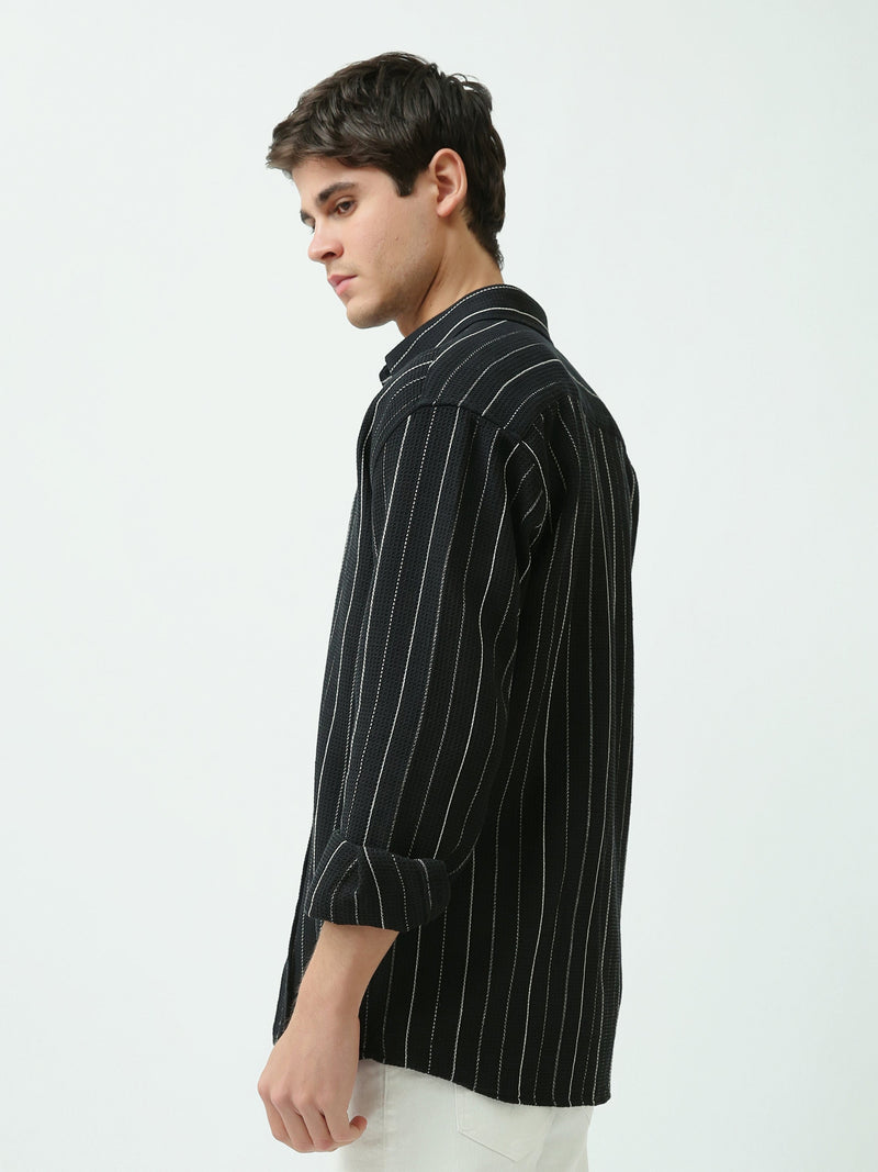 Chemise Homme à Rayures Verticales Coupe Décontractée - SHI25SSCR16031TM1